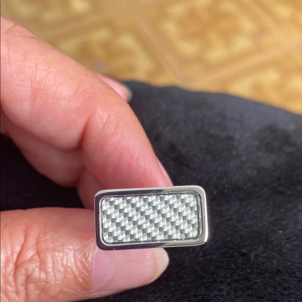 Perry Ellis Silver Cuff Links with Intricate Design